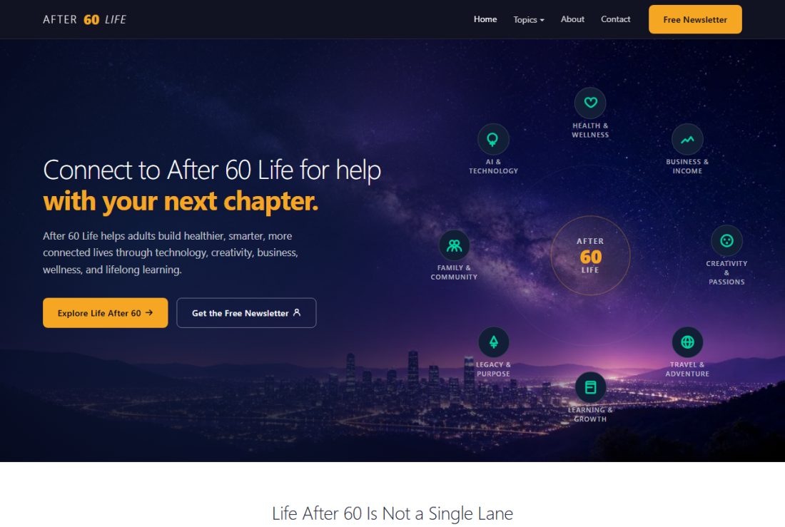 Homepage of After60Life.com