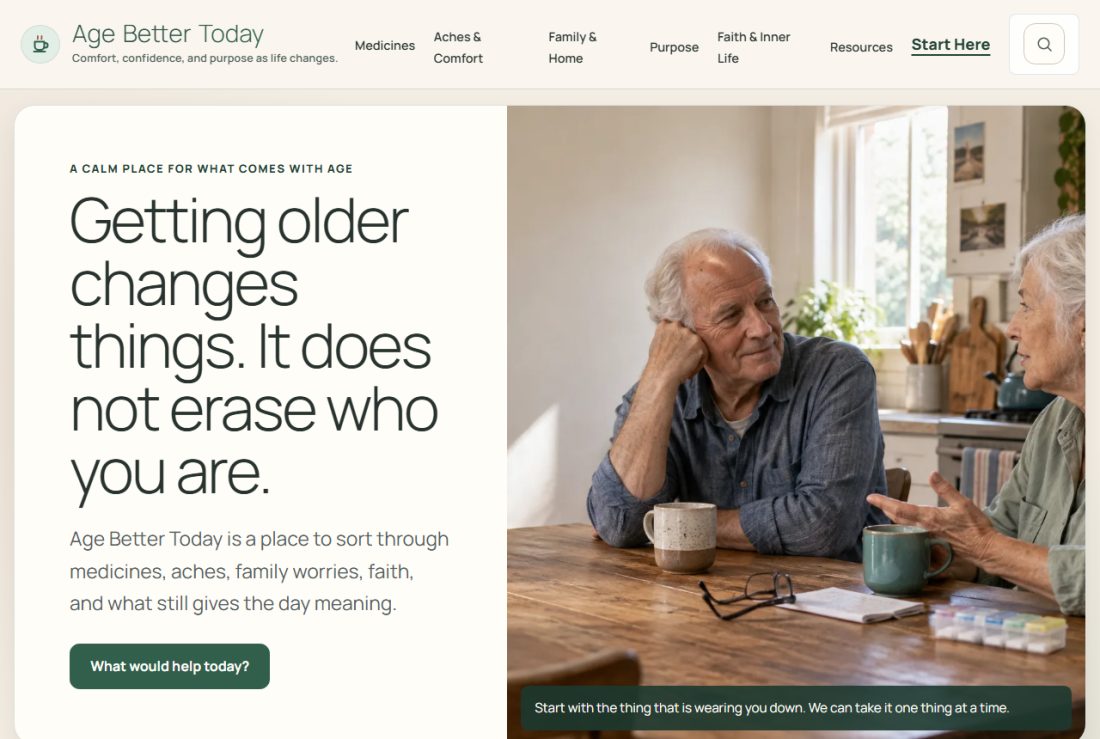 Homepage of AgeBetterToday.com