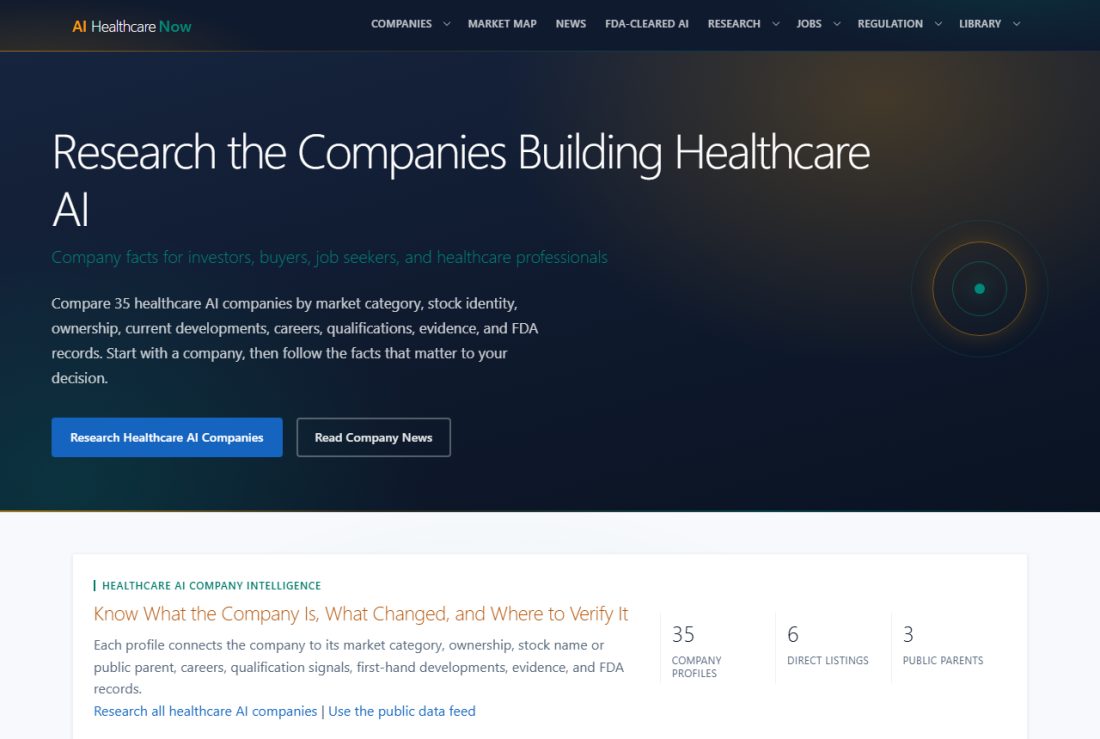 Homepage of AIHealthcareNow.com