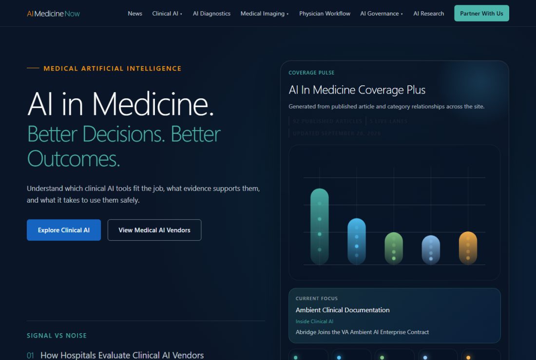 Homepage of AIMedicineNow.com