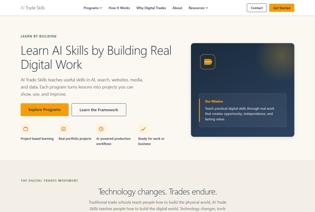 Homepage of AITradeSkills.com