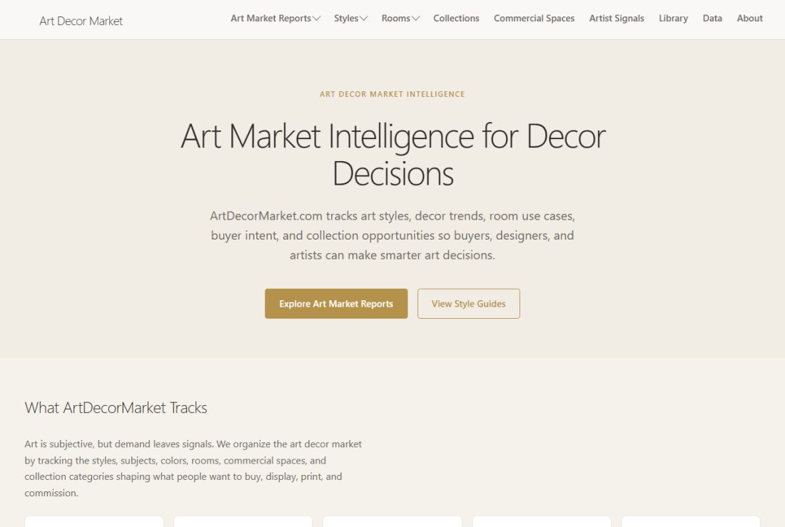 Homepage of ArtDecorMarket.com