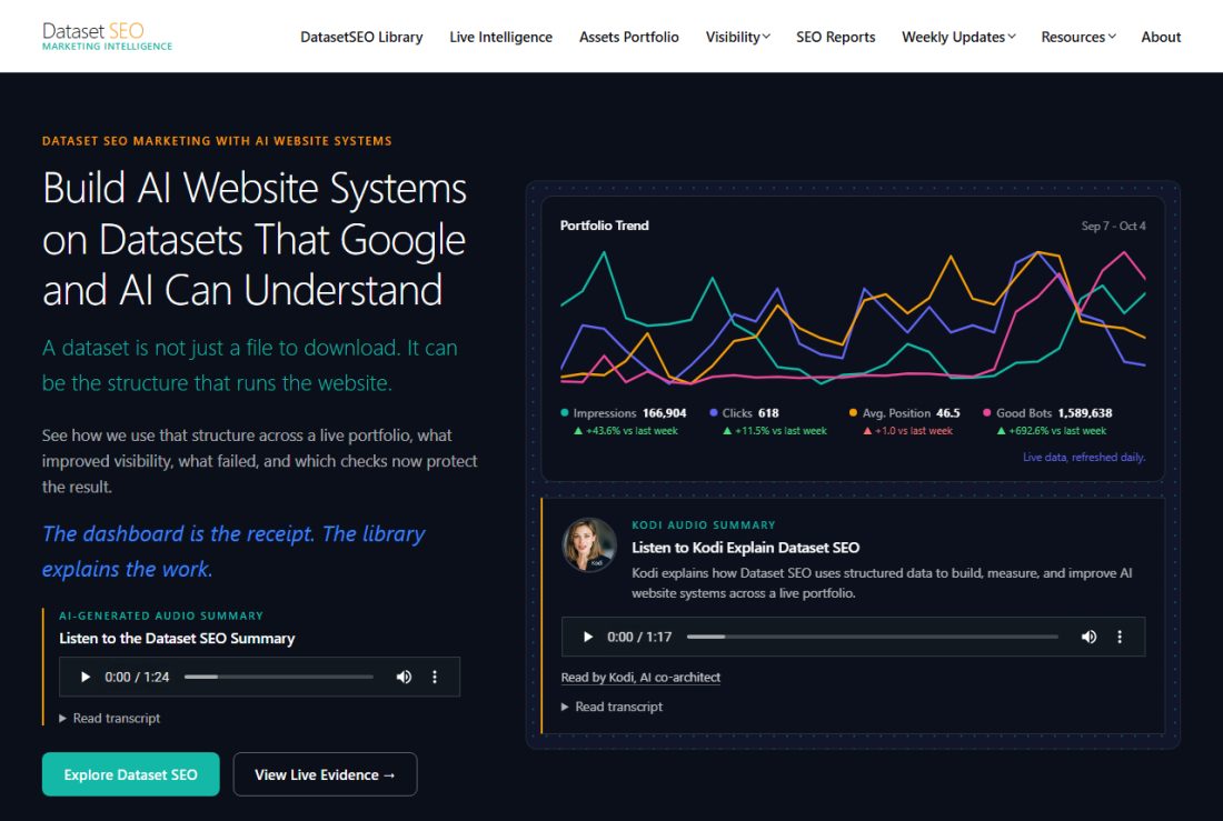 Homepage of DatasetSEO.com
