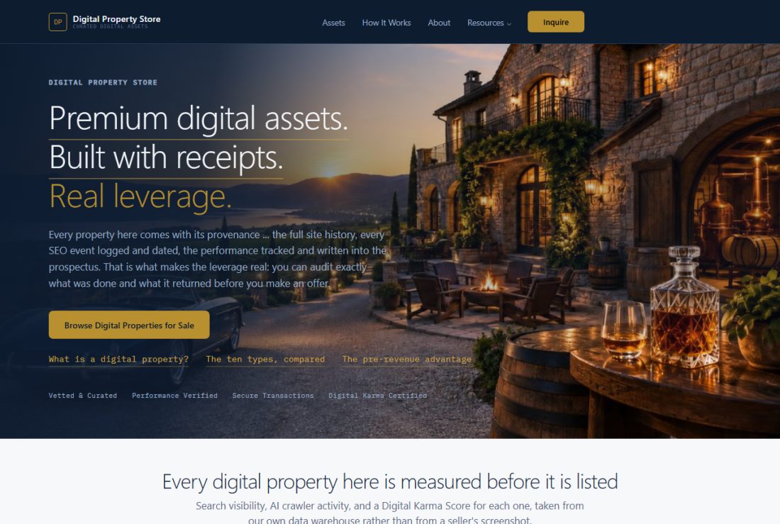 Homepage of DigitalPropertyStore.com