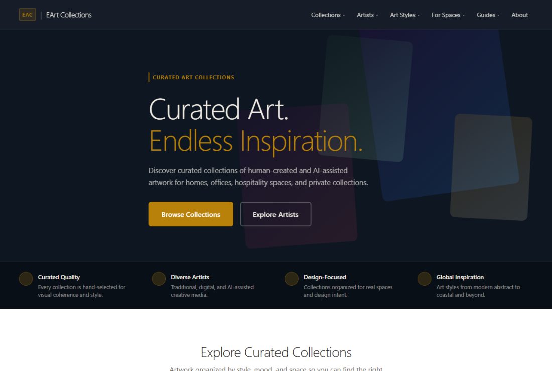 Homepage of eArtCollections.com
