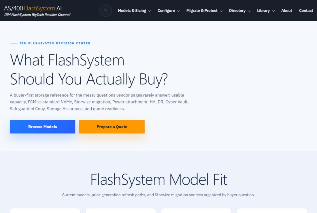 Homepage of flashsystem.as400system.com