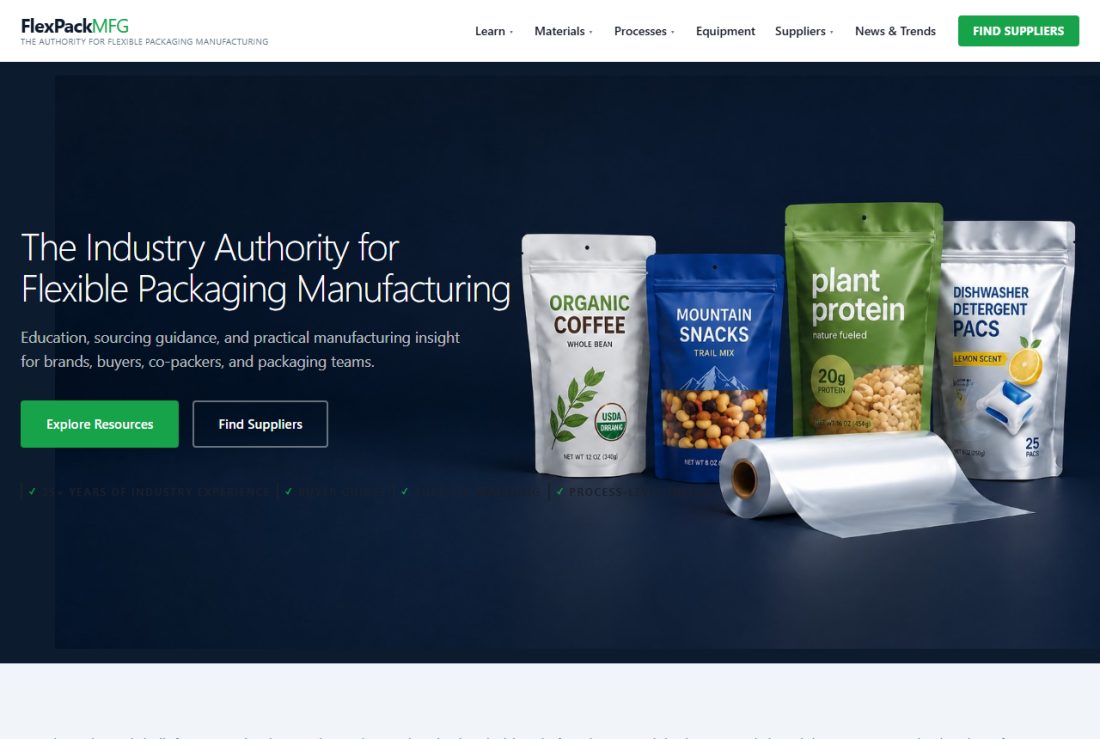 Homepage of FlexPackMFG.com