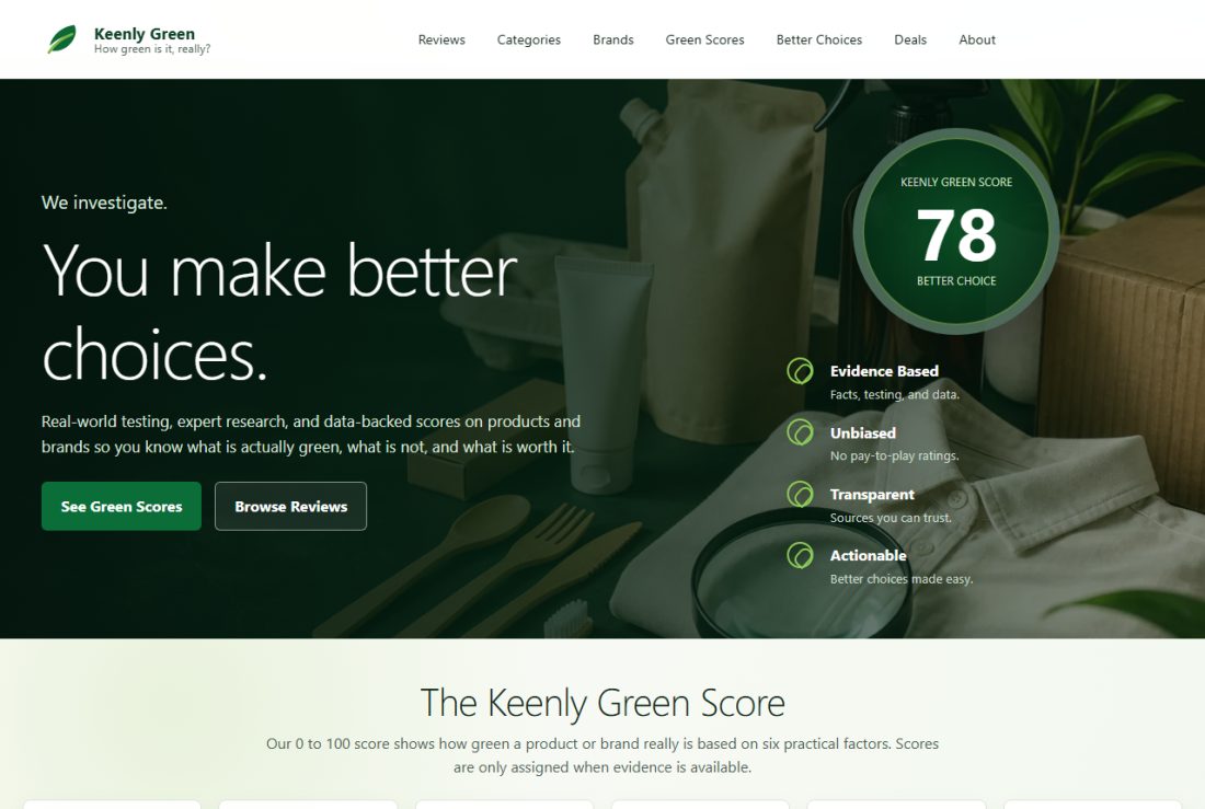Homepage of keenlygreen.com