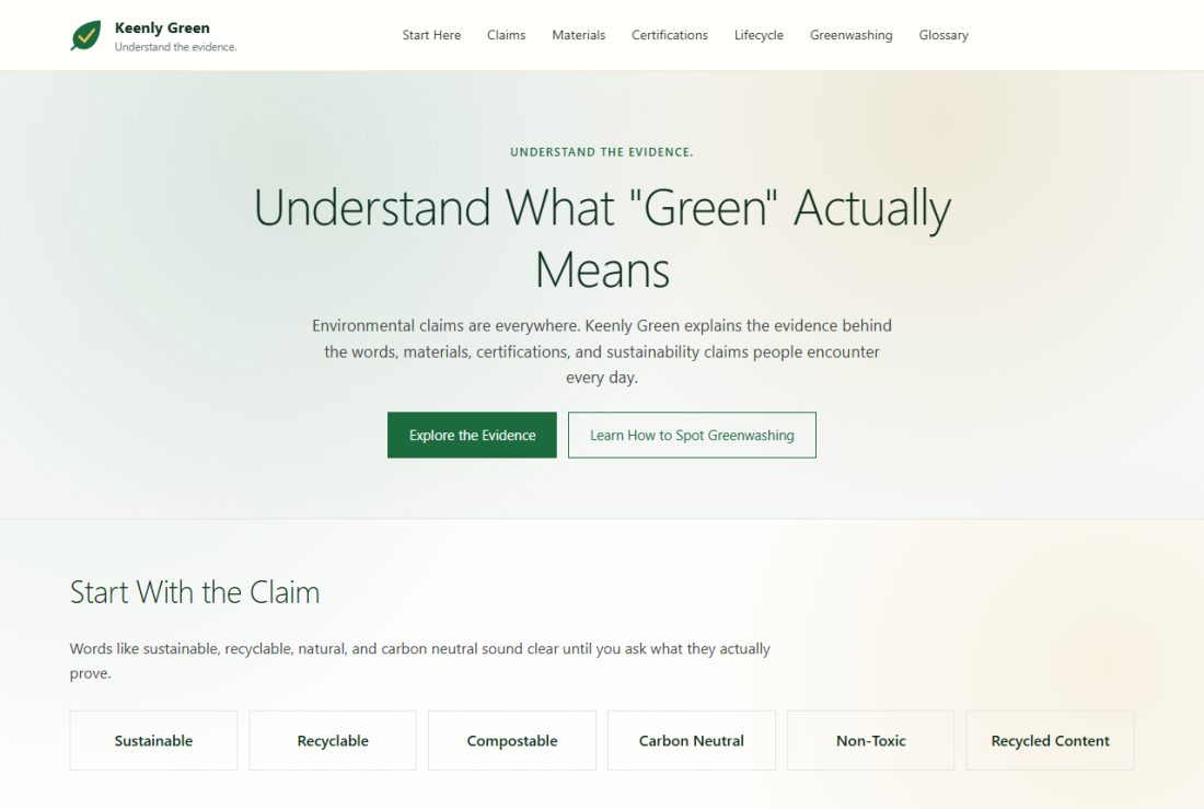 Homepage of keenlygreen.org