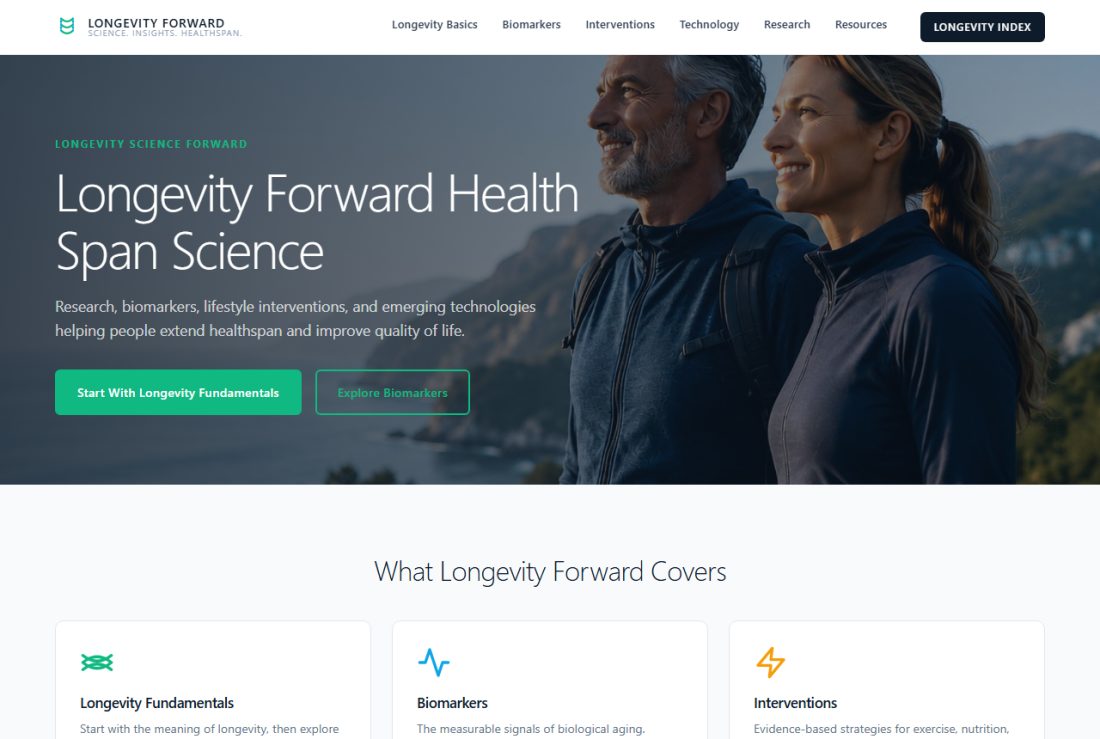 Homepage of LongevityForward.com
