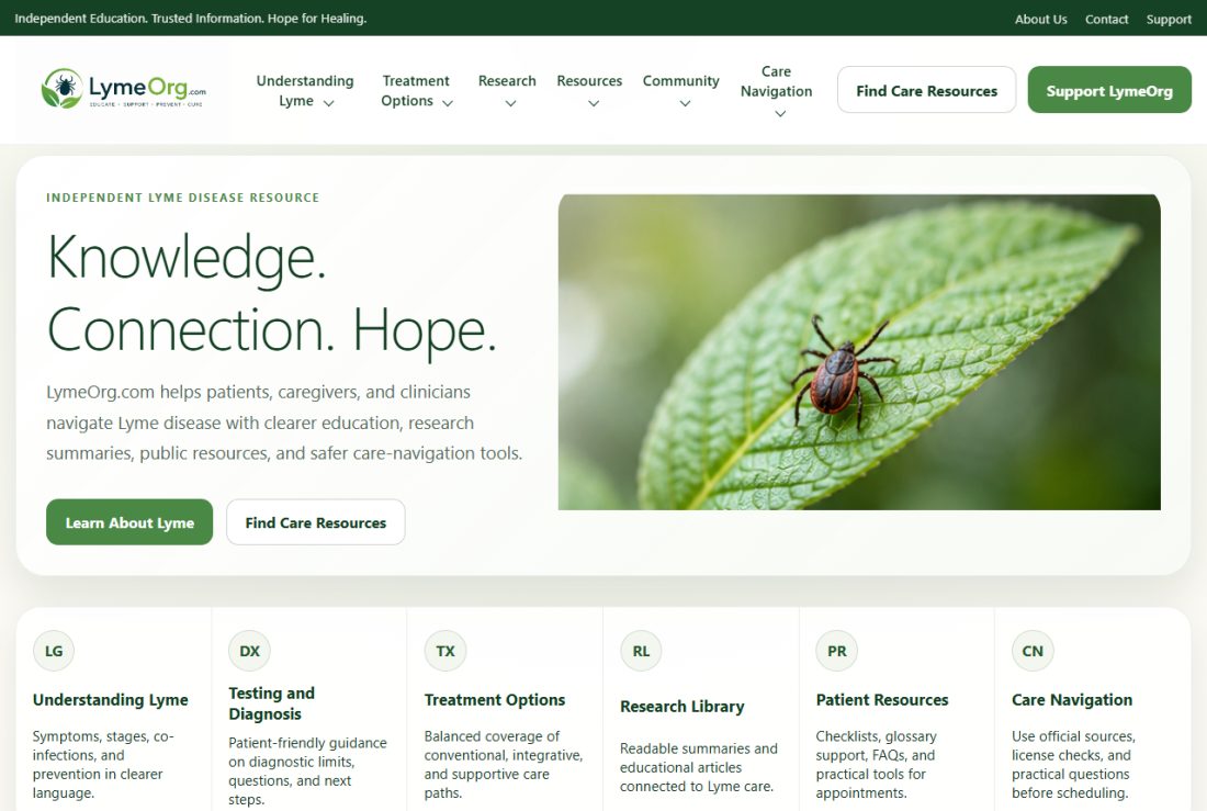 Homepage of LymeOrg.com