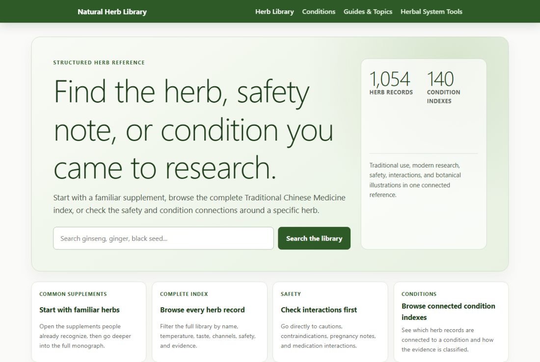 Homepage of naturalherblibrary.com