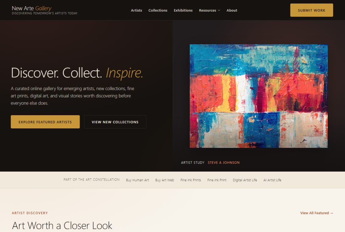 Homepage of NewArteGallery.com