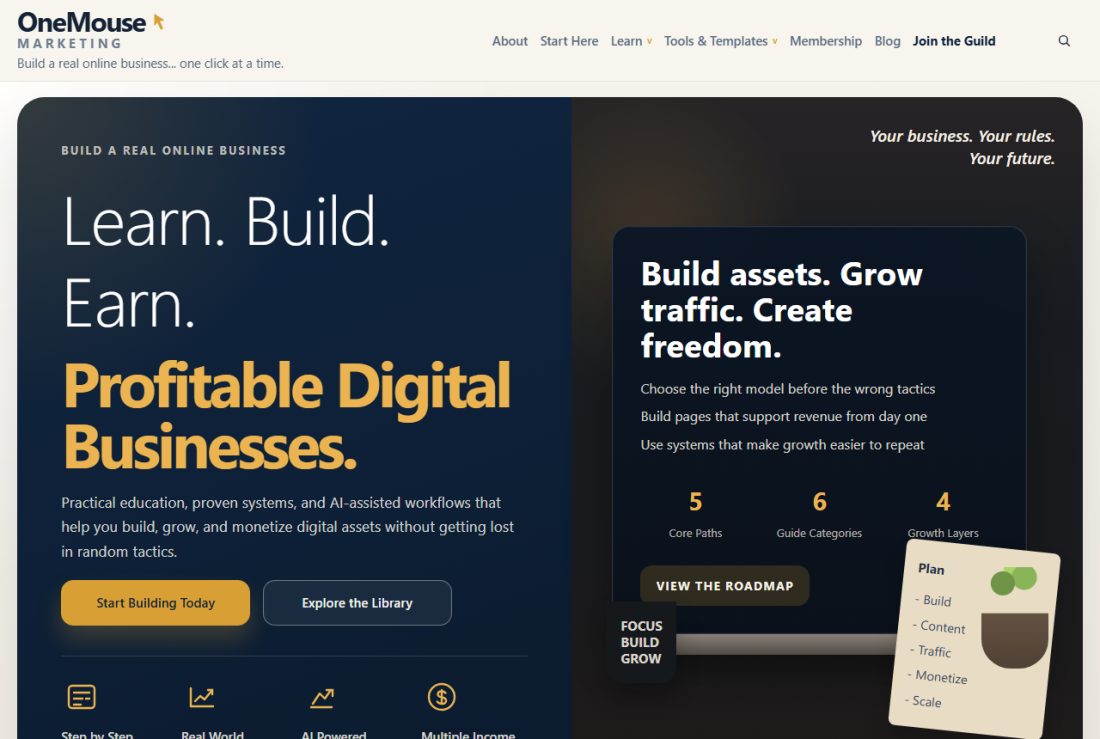 Homepage of OneMouseMarketing.com