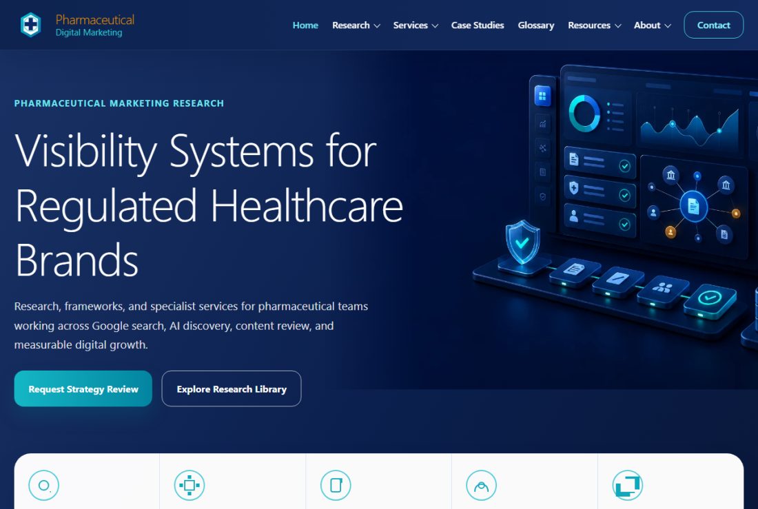 Homepage of PharmDigitalMarketing.com