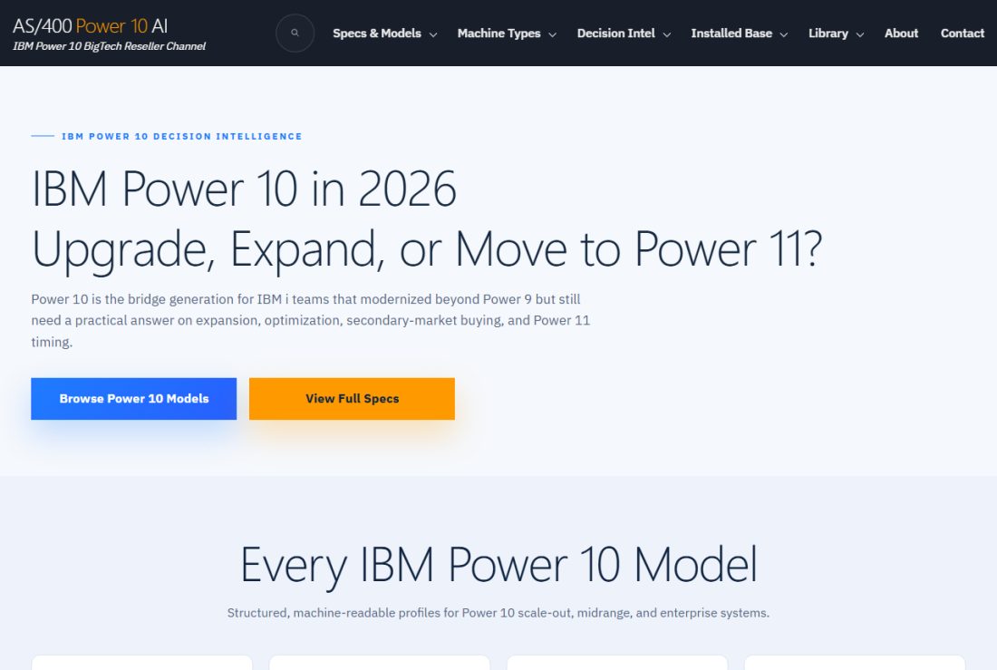 Homepage of power10.as400system.com