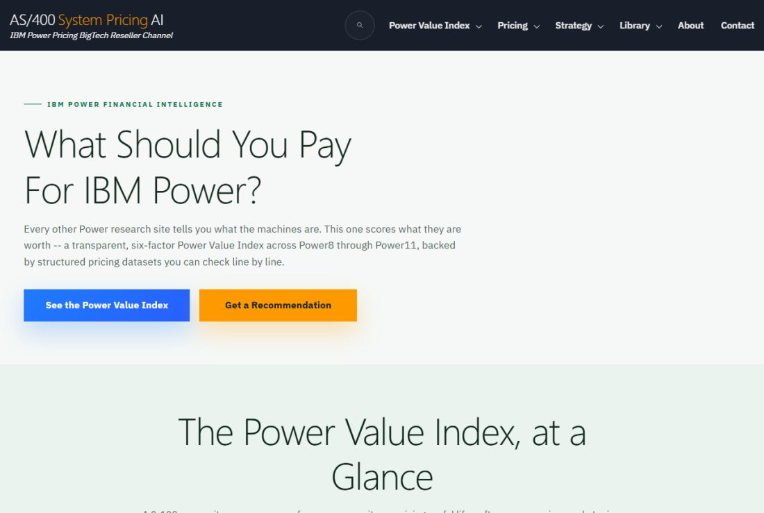Homepage of pricing.as400system.com