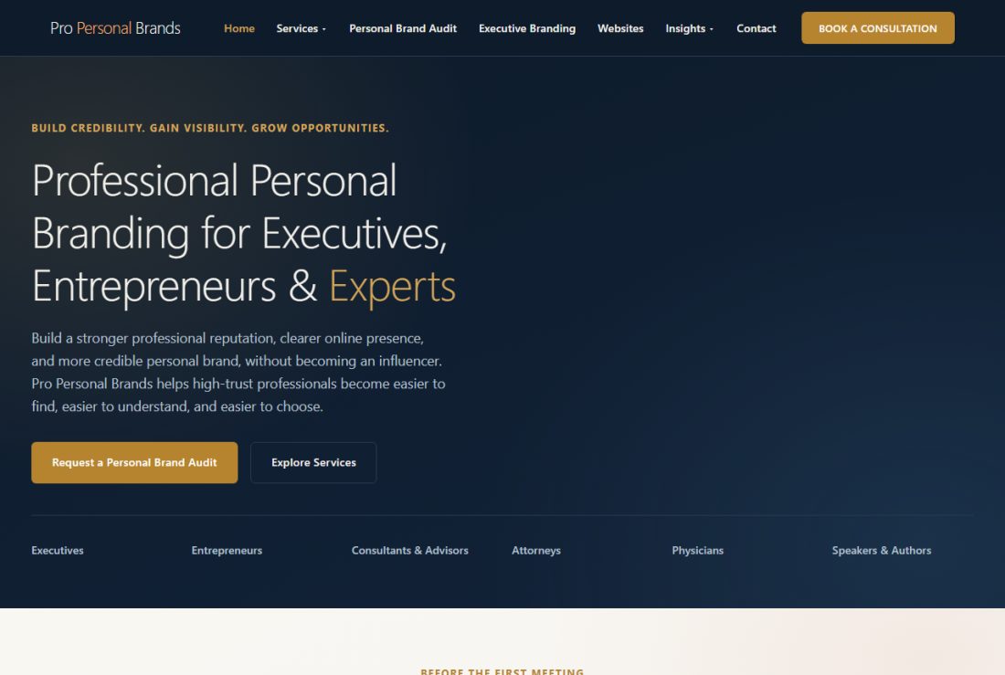 Homepage of ProPersonalBrands.com